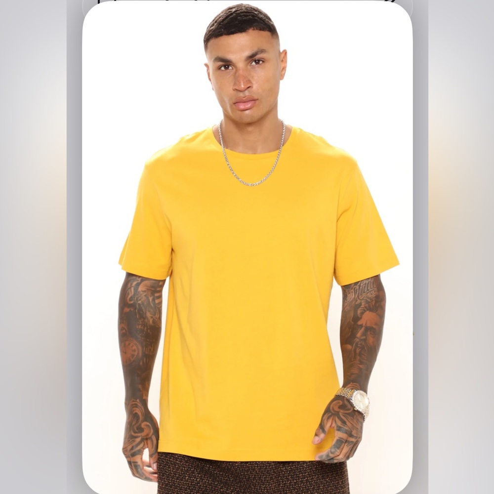 Fashion Nova Men's Mustard Short Sleeve Tee
